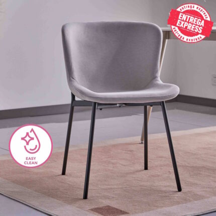 SILLA MOD. CAIRO TELA C/ GRIS CLARO - PATA NEGRA SE SIRVE EN CAJAS DE 4 UDS