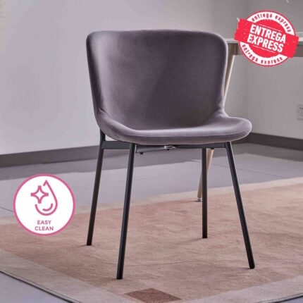SILLA MOD. CAIRO TELA C/ GRIS OSCURO - PATA NEGRA SE SIRVE EN CAJAS DE 4 UDS