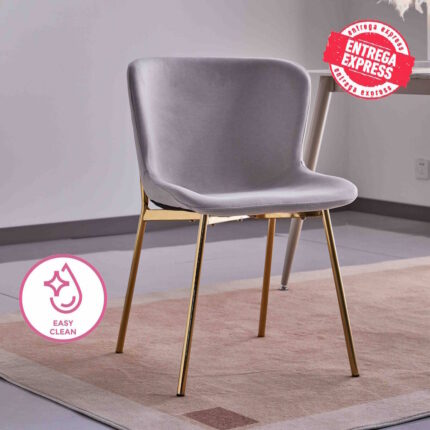 SILLA MOD. CAIRO TELA C/ GRIS CLARO - PATA DORADA SE SIRVE EN CAJAS DE 4 UDS