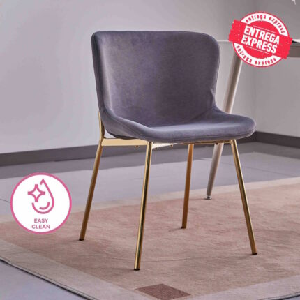 SILLA MOD. CAIRO TELA C/ GRIS OSCURO - PATA DORADA SE SIRVE EN CAJAS DE 4 UDS